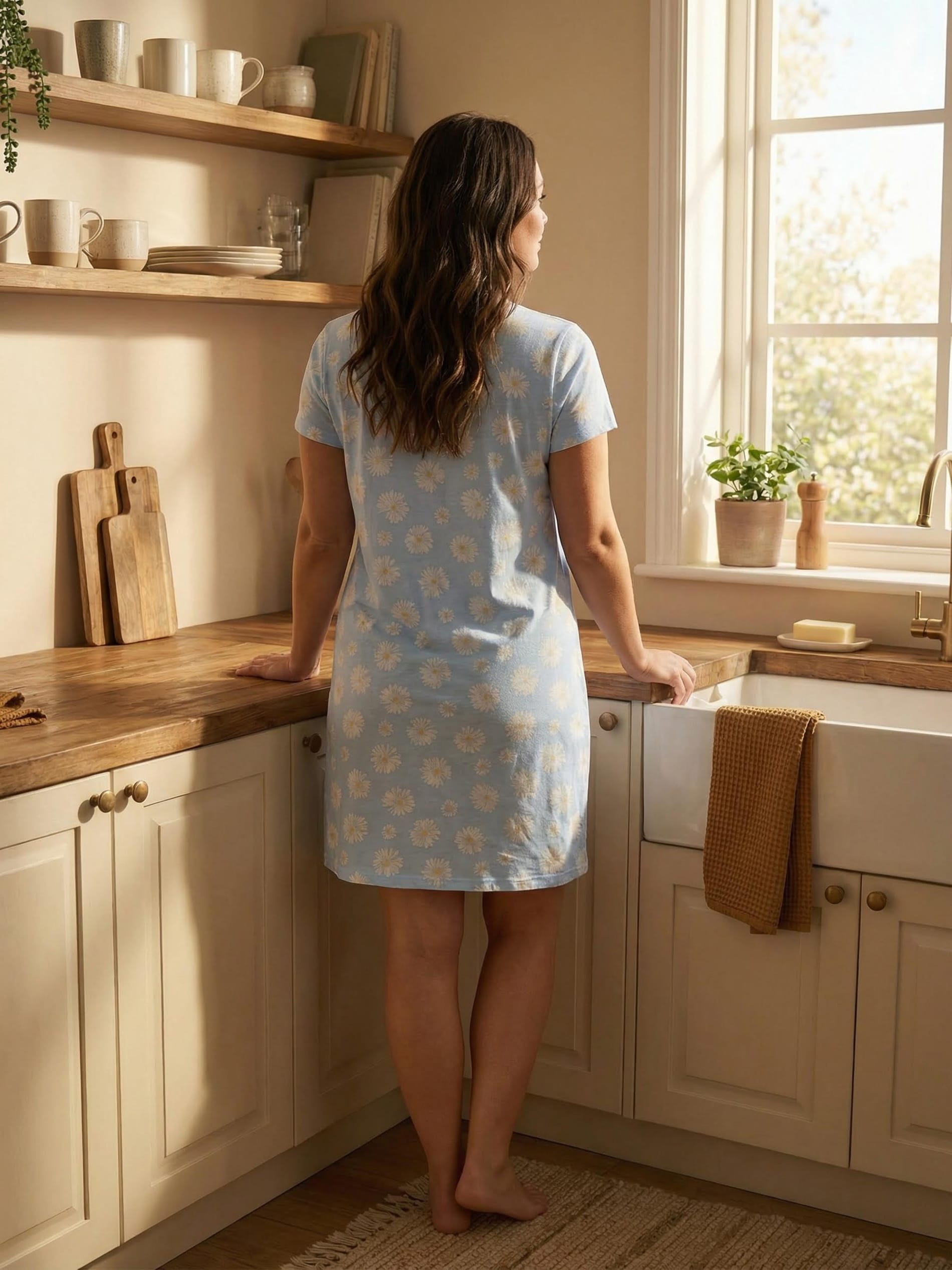 Bawełniana koszula nocna z motywem kwiatowym