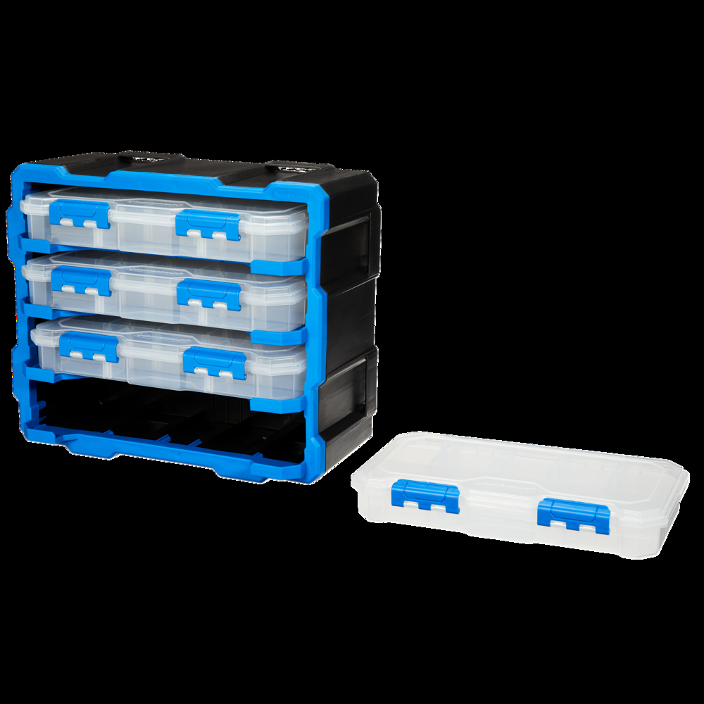 Mastercraft Raxx Stackable Wall-Mountable 4-Organizers Parts Cabinet, 15x7x13-in