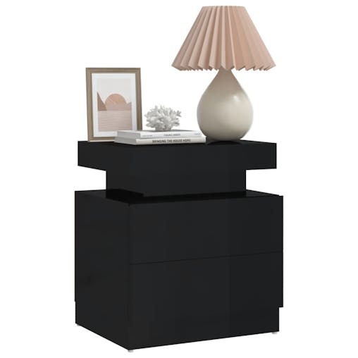 NNEVL Bedside Cabinet High Gloss Black 45x35x52 cm Chipboard