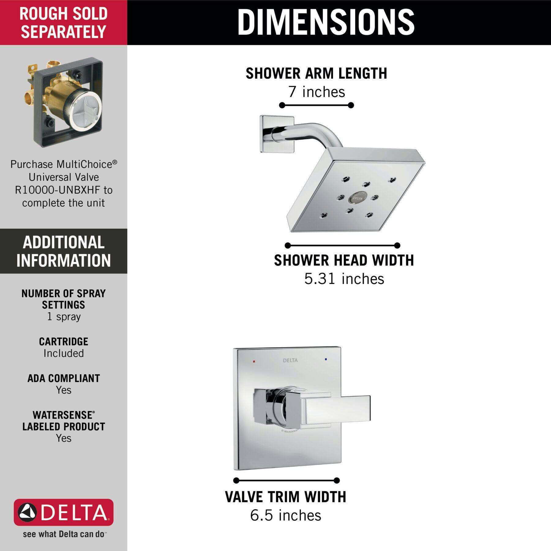 Delta Monitor 14 Series H2Okinetic Shower Trim, Chrome
