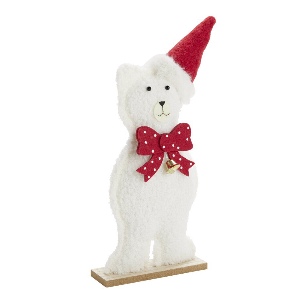 Décoration de No&euml;l à poser ours bois blanc 15x6xH38cm