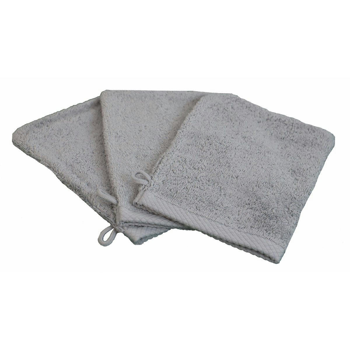 - ESSENTIELLE - Lot de 3 gants de toilette éponge 600gr gris souris