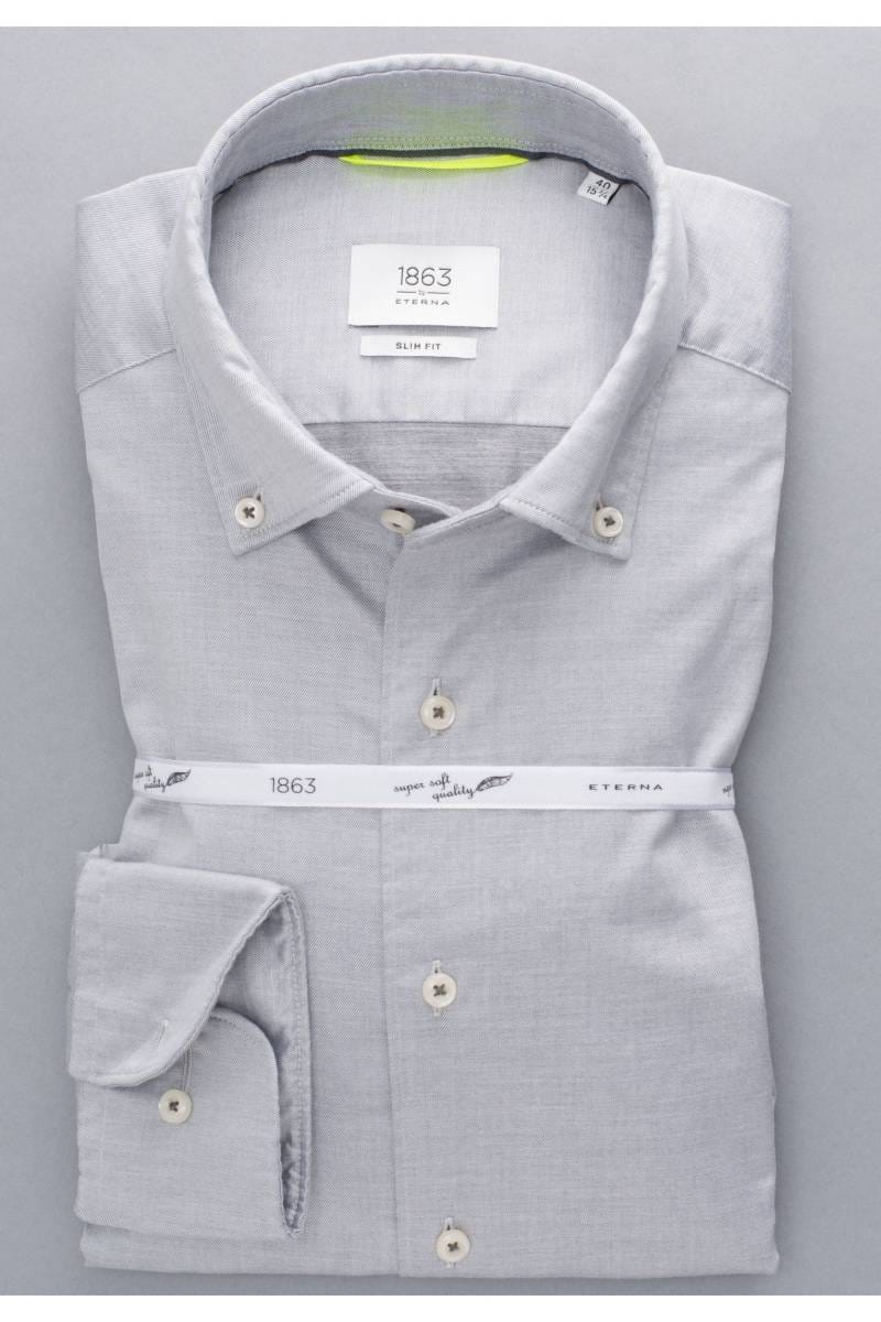 ETERNA 1863 Slim Fit Hemd stahlgrau, Einfarbig