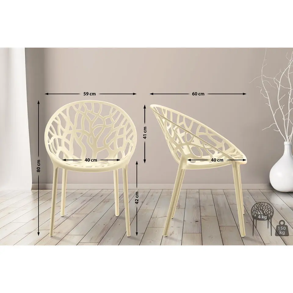 CLP Set van 2 Tuinstoel Hope Kunststof - creme