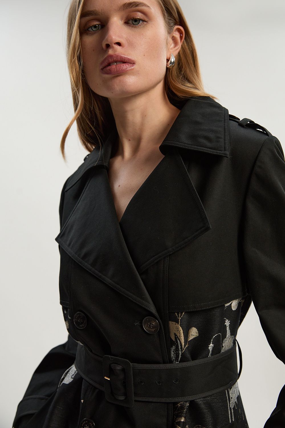 KarenMillen Printed Jacquard Trench Mix Coat