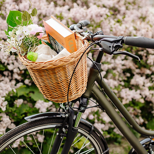 Creative Home Panier à Vélo en Osier 36 x 29 x 23 cm - Tressé à la Main, Léger et Multifonctionnel, Naturel, Facile à Assembler