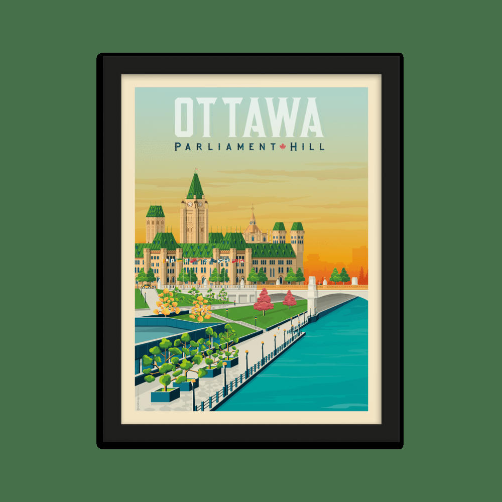 - Affiche Ottawa Canada + Cadre Bois noir 21x29,7 cm