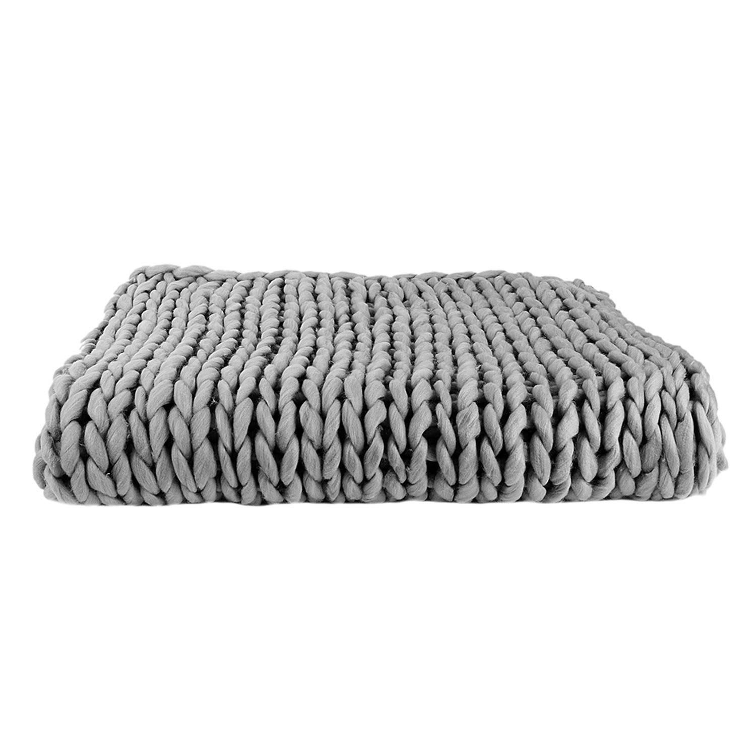CHUNKY - Plaid grosse maille en acrylique150x120 cm gris
