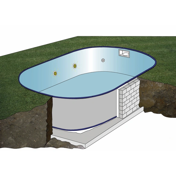 Ovalpool, weiß, BxHxL: 400 x 120 x 800 cm