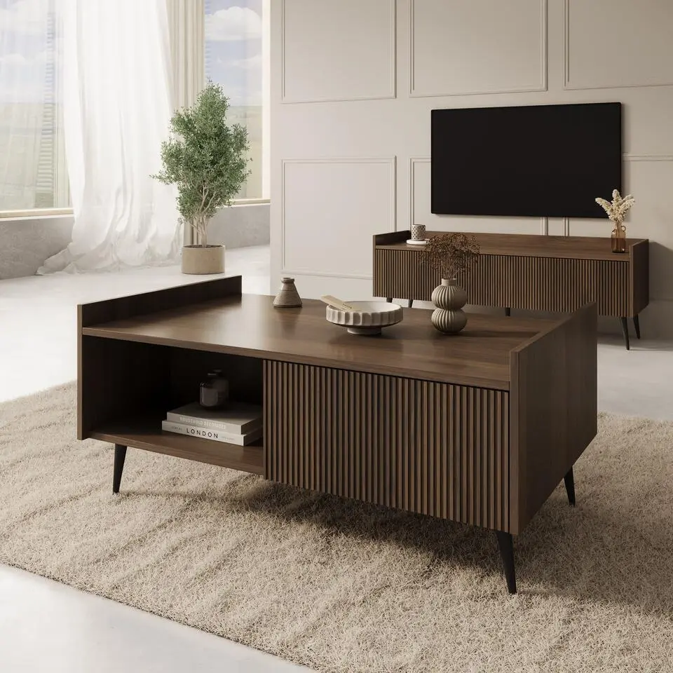 Meubella - Asty - Salontafel - Donker eiken - 100 cm