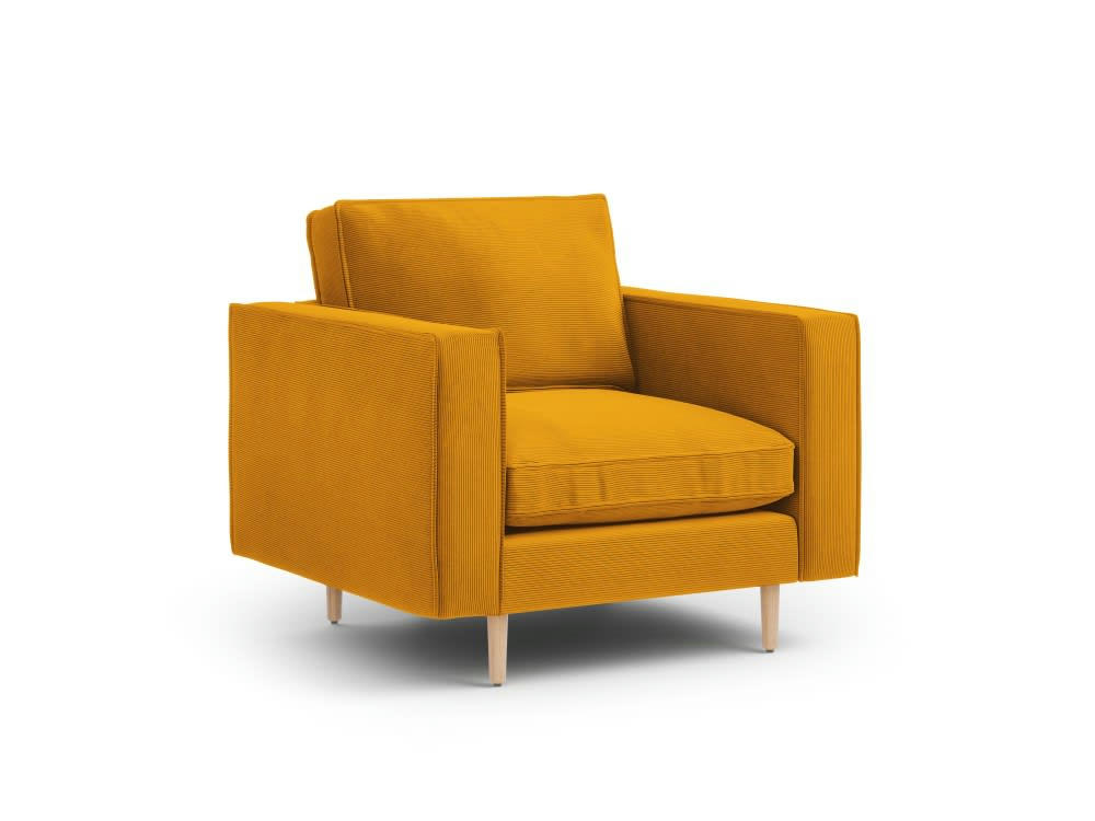 ALEXIS - Fauteuil 1 place en tissu structuré jaune