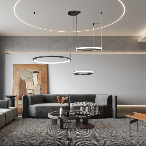 Lampa Wisząca Żyrandol 3 Ringi LED Pierścieniowa Salon