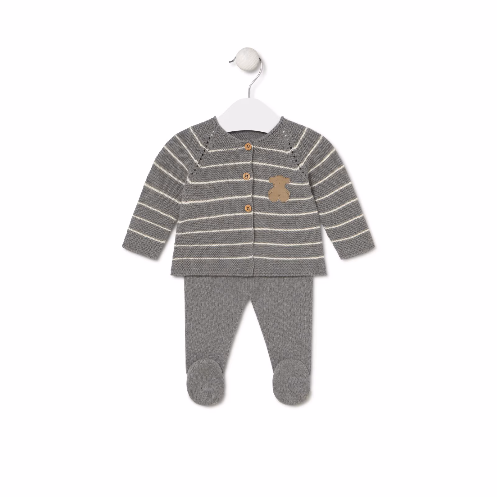 Conjunto de punto de bebé Tricot a rayas gris