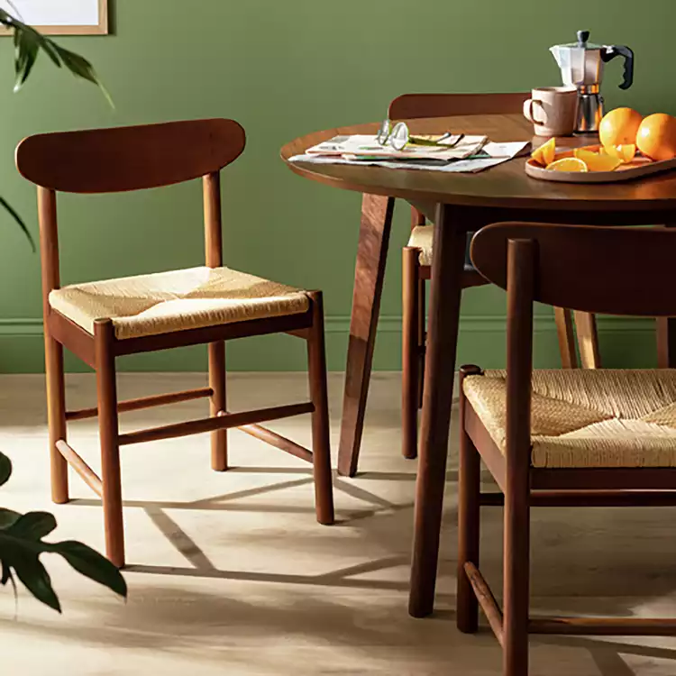 Habitat Hanna Pair of Wood Dining Chairs - Walnut