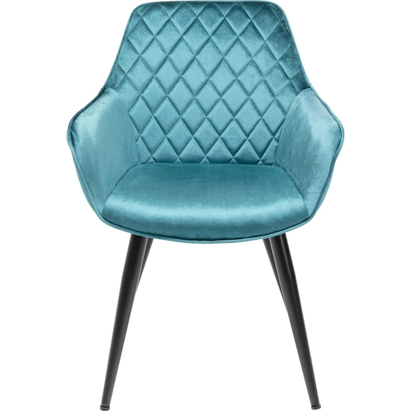 HARRY - Chaise avec accoudoirs en velours bleu et acier