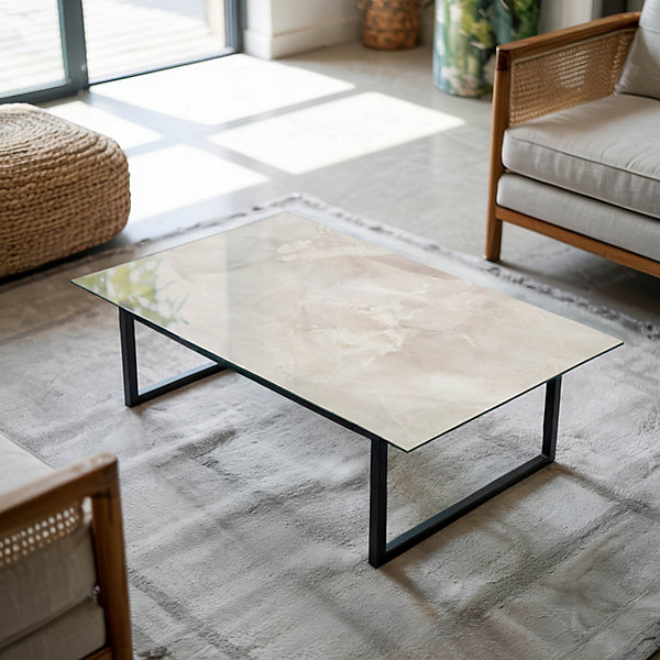 Dessus de table en verre trempé Wallfluent 120x80 cm Motif texturé de marbre