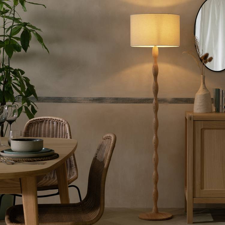 Habitat Bobbin Ash Wood Stick Floor Lamp - Natural