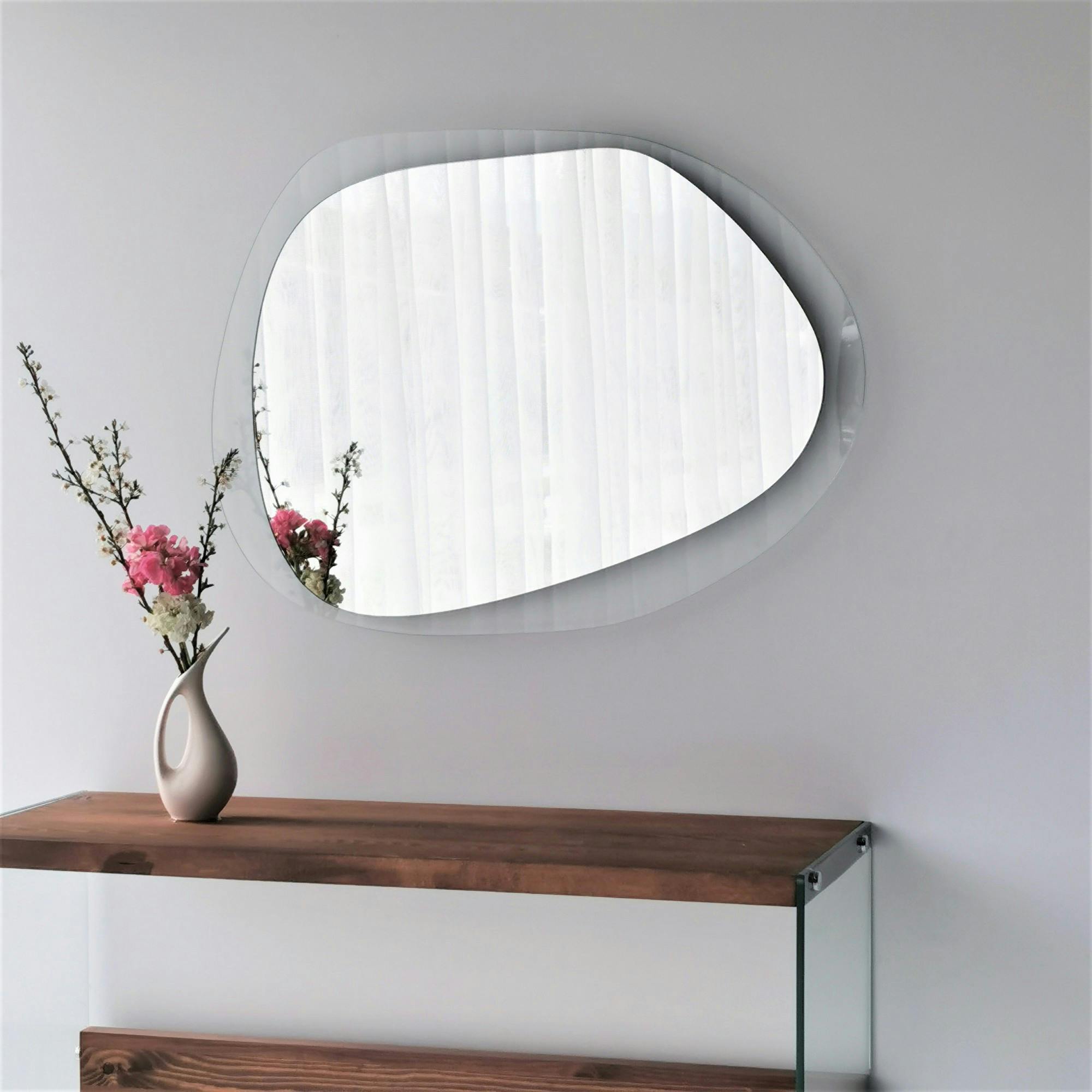 Miroir design organique - cadre verre transparent 75 cm CODY