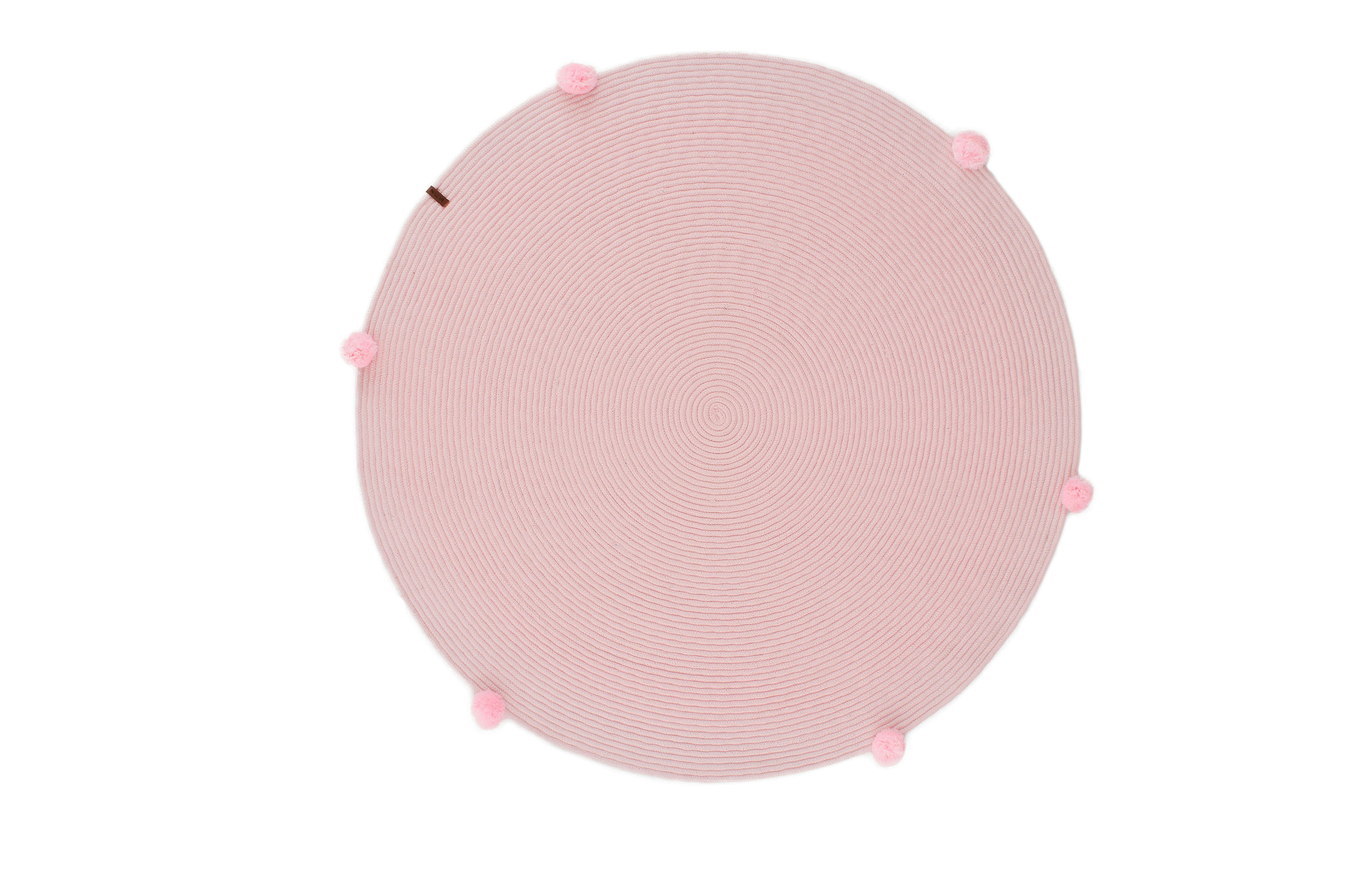 CALI - Tapis rond enfant uni fait main aspect jute rose - D120