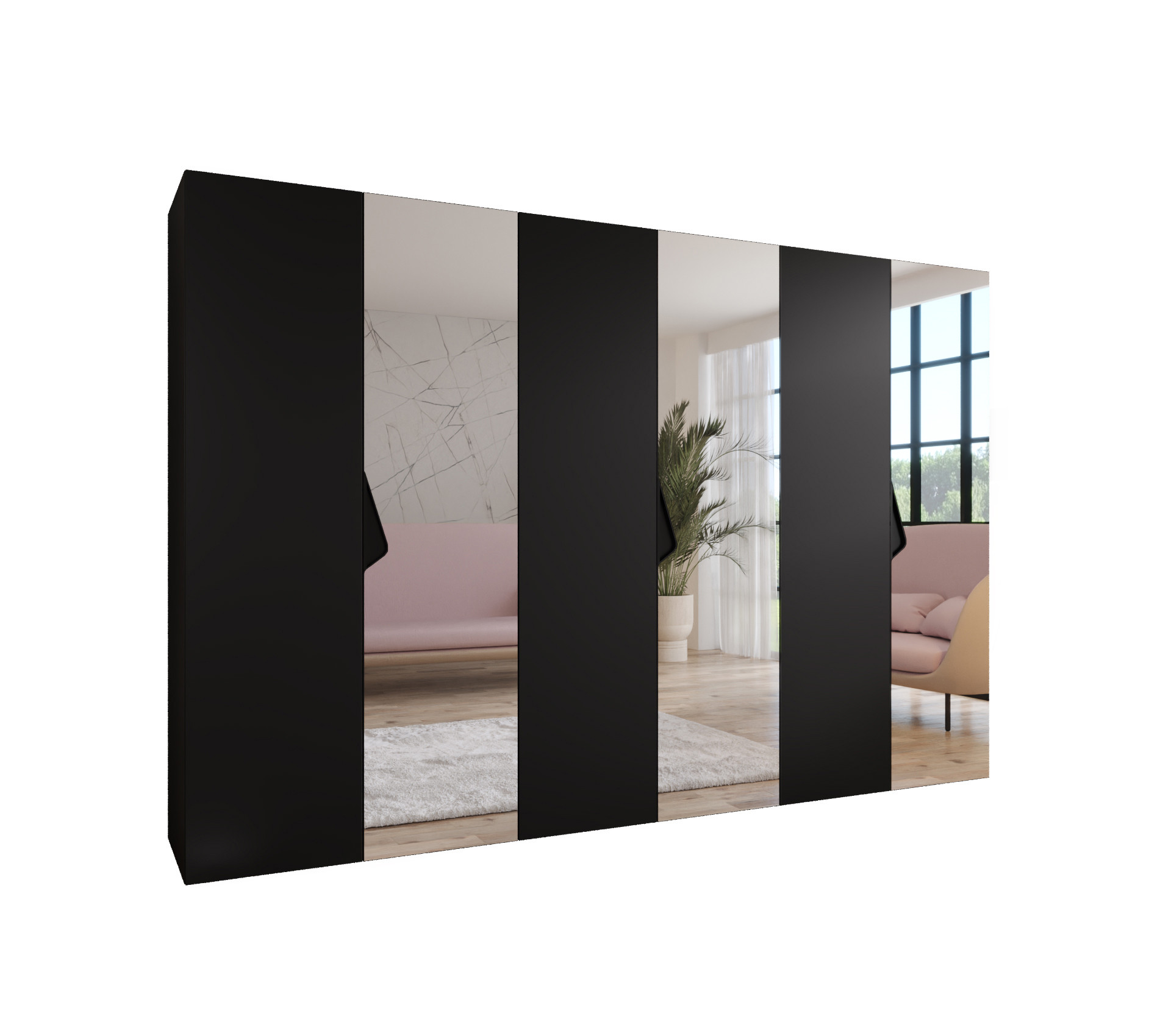 Szafa uchylna z lustrem SANDI 2 300 (3X100) wys 202 cm Czarny   u Czarny