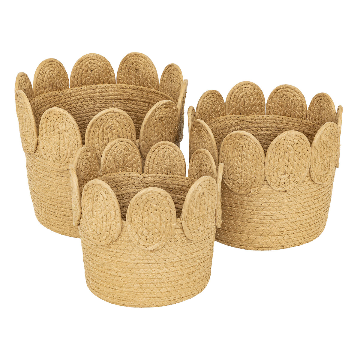 Set of 3 round baskets "Inuit dreams" L.22/26/29 cm