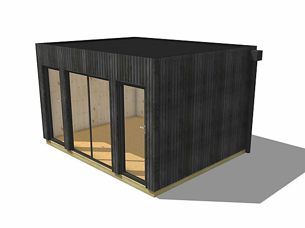 Extension bois traité autoclave en bois 4,4 x 3,5 x 2,7 m avec plancher isolé / menuiseries alu k-line