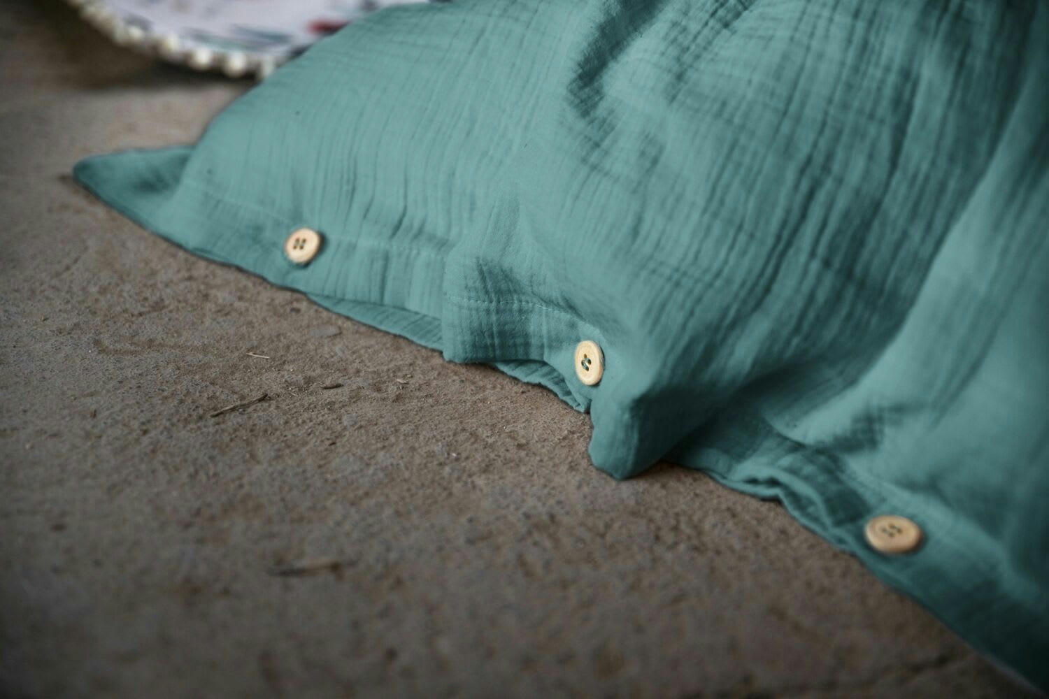 BLEU - Housse de couette gaze de coton bleu 140x200 cm