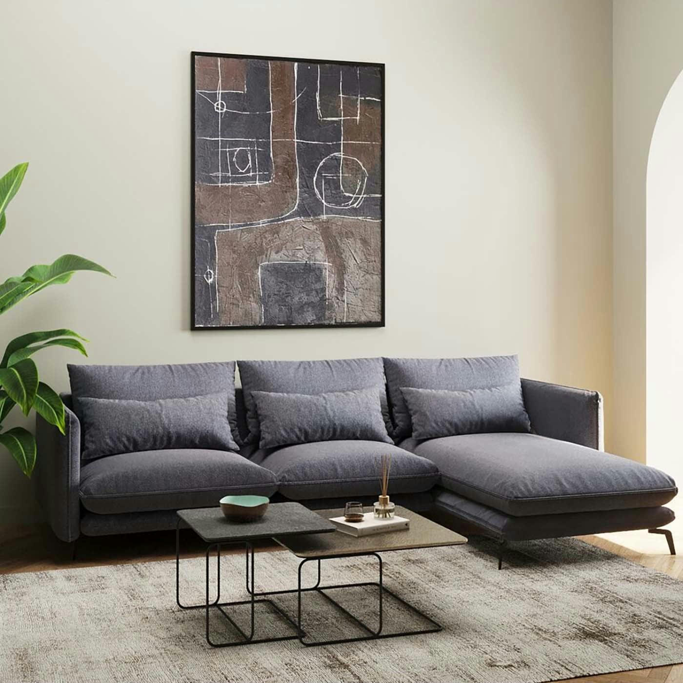 MONZA - Canapé d'angle Monza gris droite Kare Design