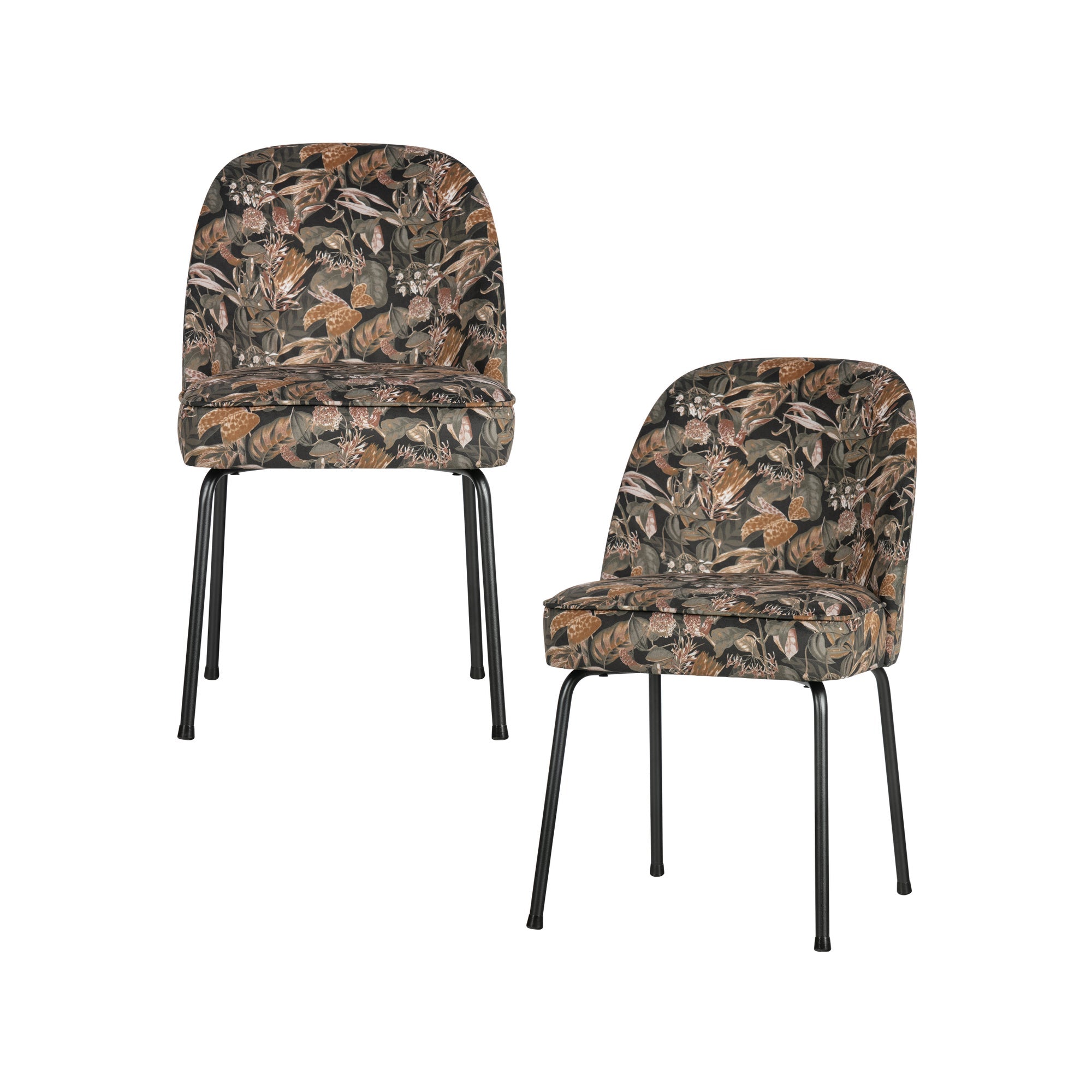 WOOOD eetkamerstoelen Vogue- Fluweel - Bouquet Zwart - Set van 2