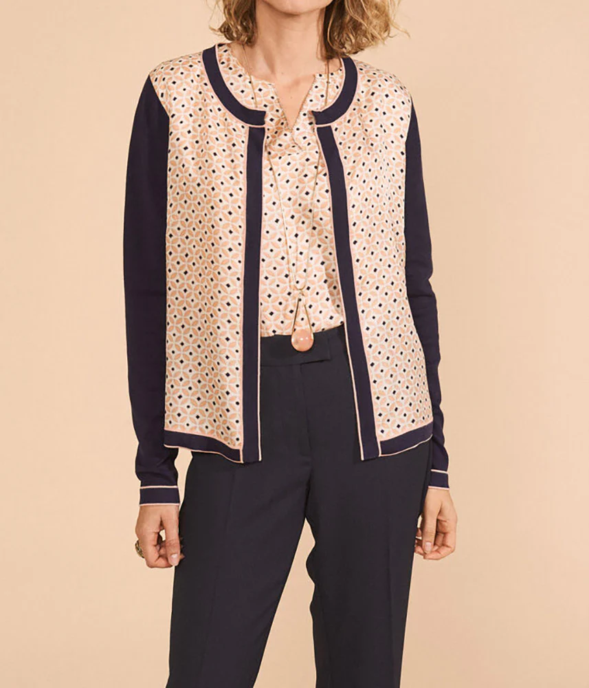 Gilet maille bi-matière twill de soie GALEA77/77208/901