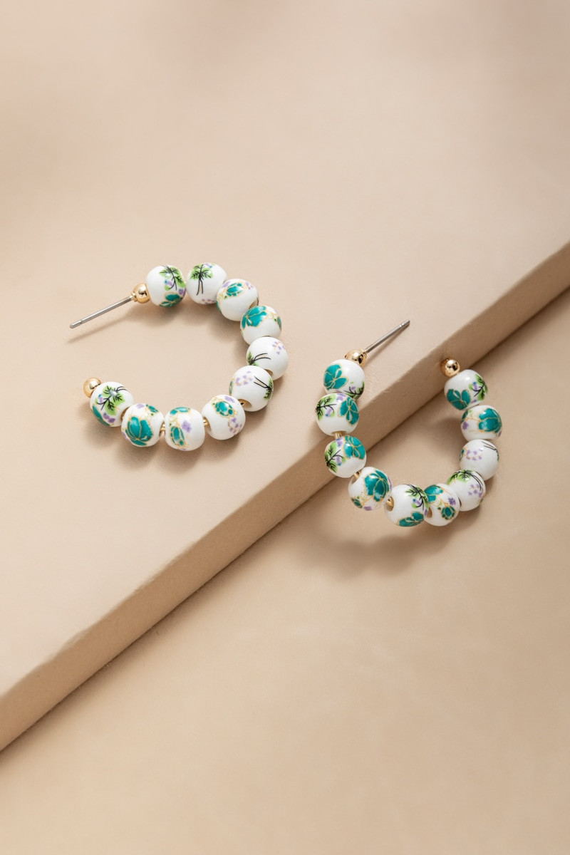 Marie Ceramic Ball Hoop Earrings