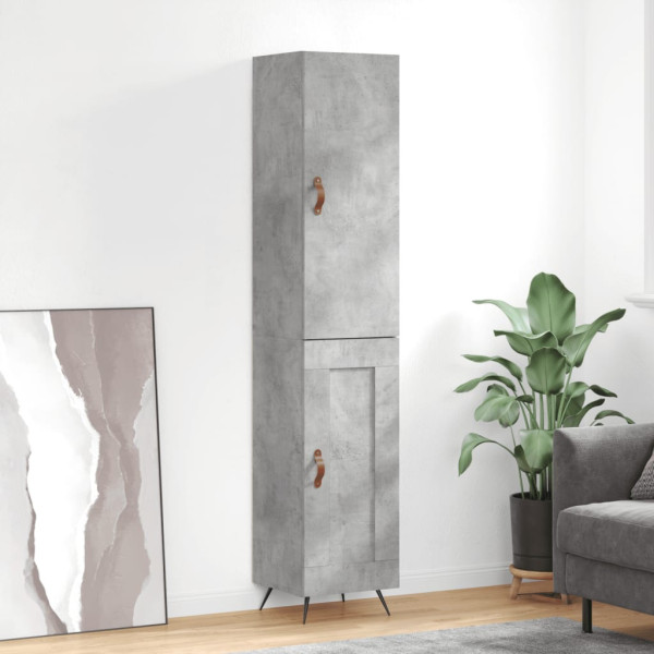 Szafka Komoda Regał Szara z Drzwiami 34.5x34x180 cm do Salonu Pokoju