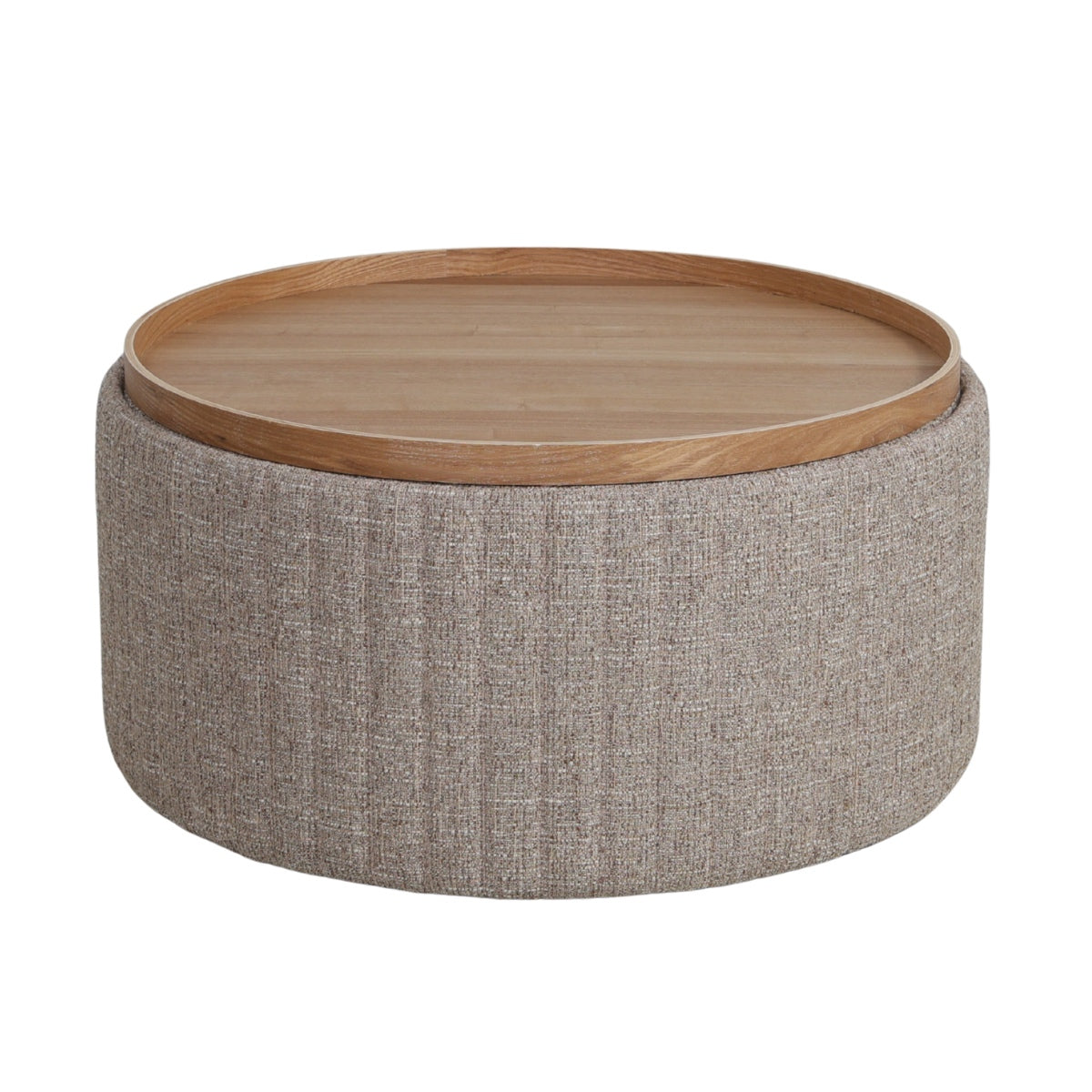 DÉJA Living Salontafel Angela - Taupe/Naturel - Ø80cm - Incl. Opbergruimte