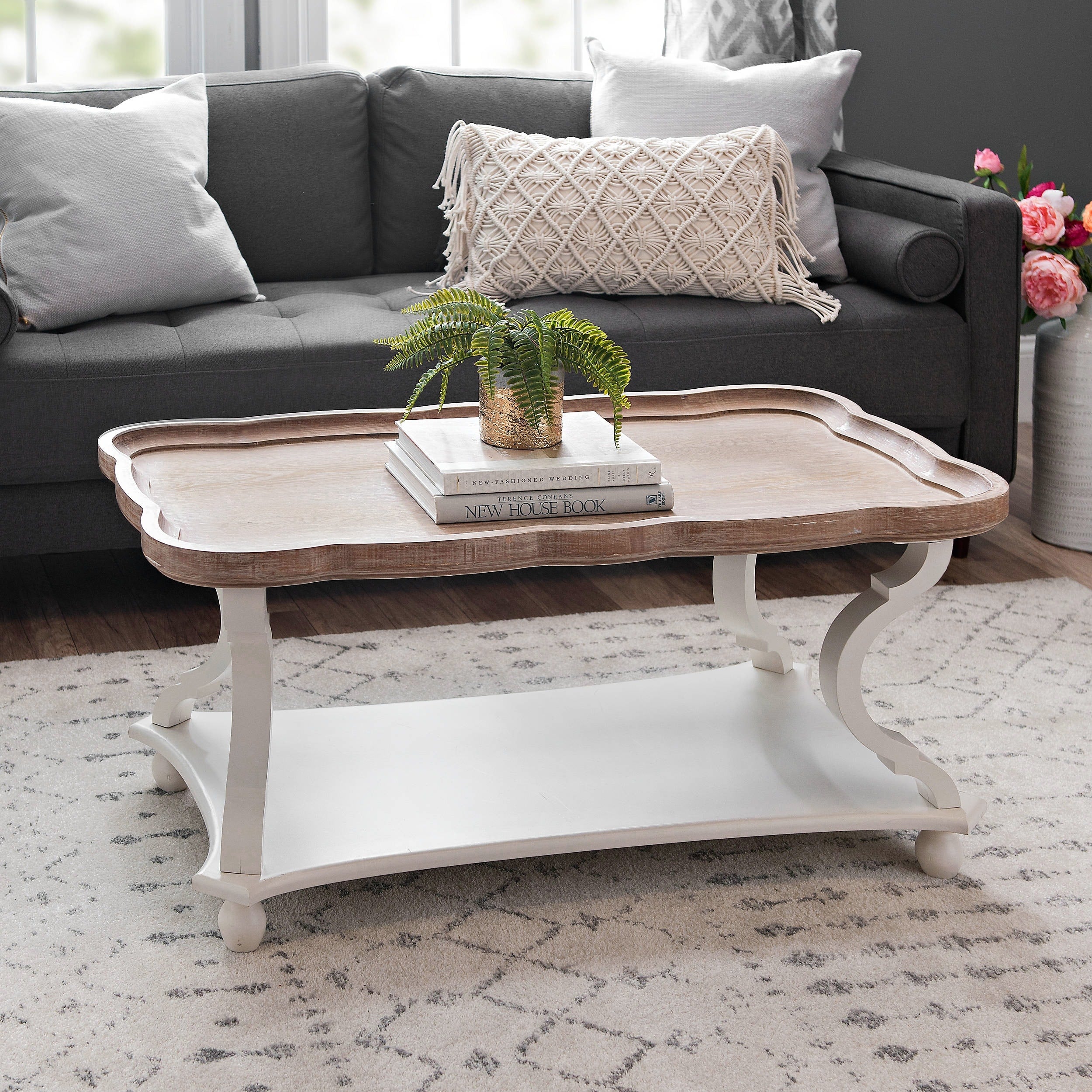 COZAYH Rustic Farmhouse Cottagecore Coffee Table