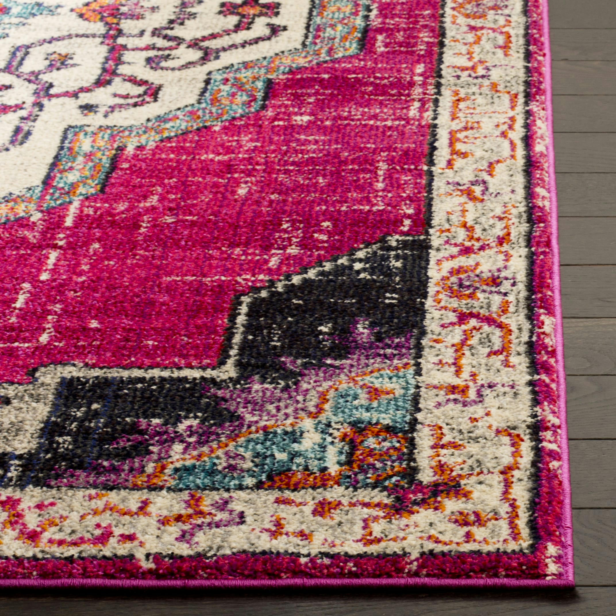 MONACO - Tapis de salon interieur en rose & multi, 122 x 170 cm