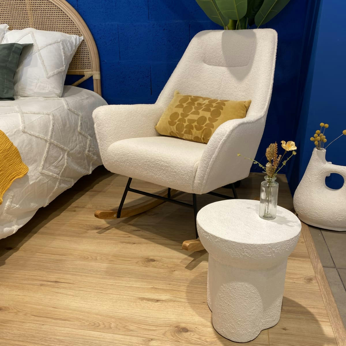 ZACCO - Table d'appoint blanche en terre cuite D32.5 cm