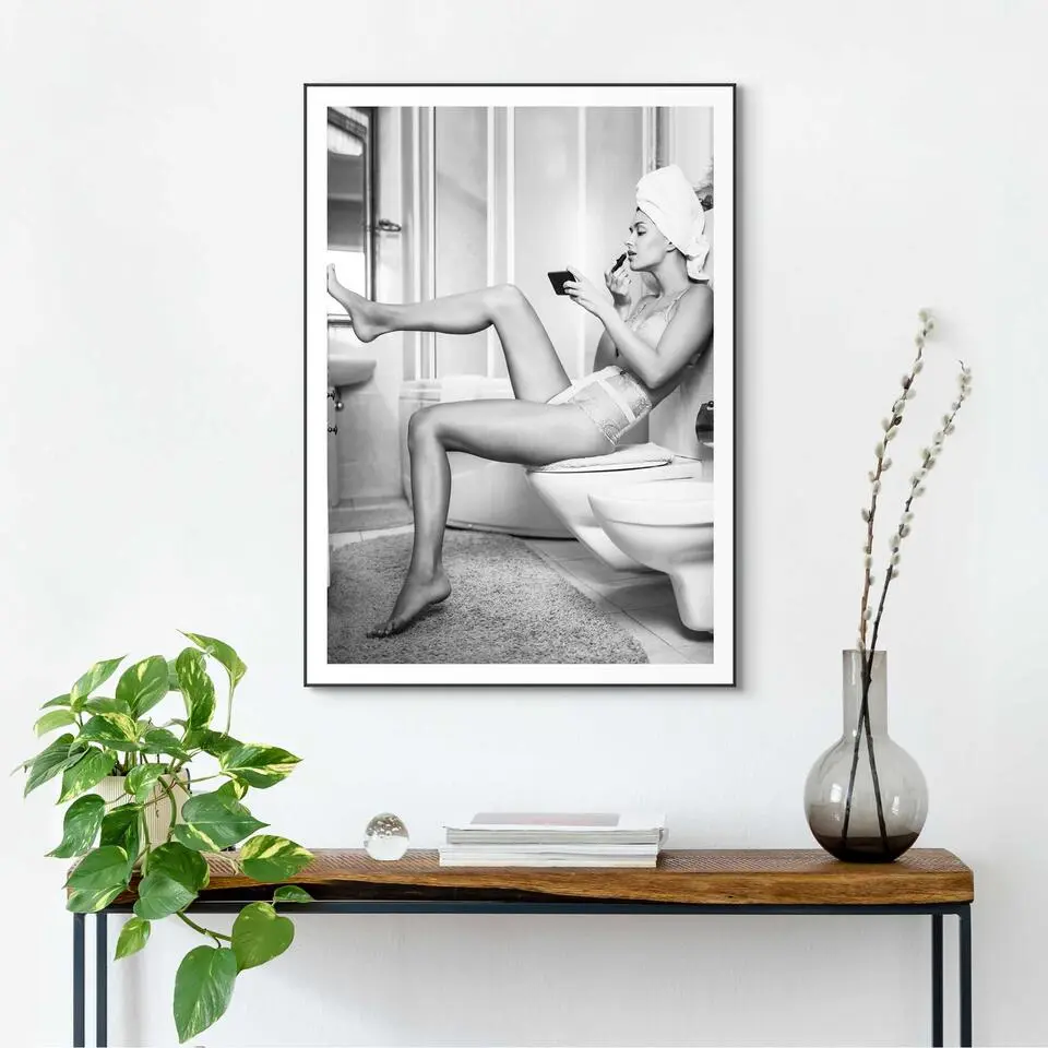 Schilderij Getting Dressed - 70 x 50 - Zwart-Wit