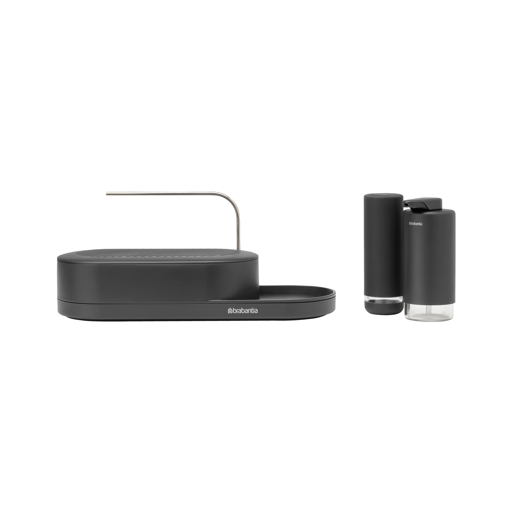 Brabantia SinkStyle Organiser Set, 3-delig (organiser, zeep- en afwasmiddeldispenser) - Mineral Infinite Grey