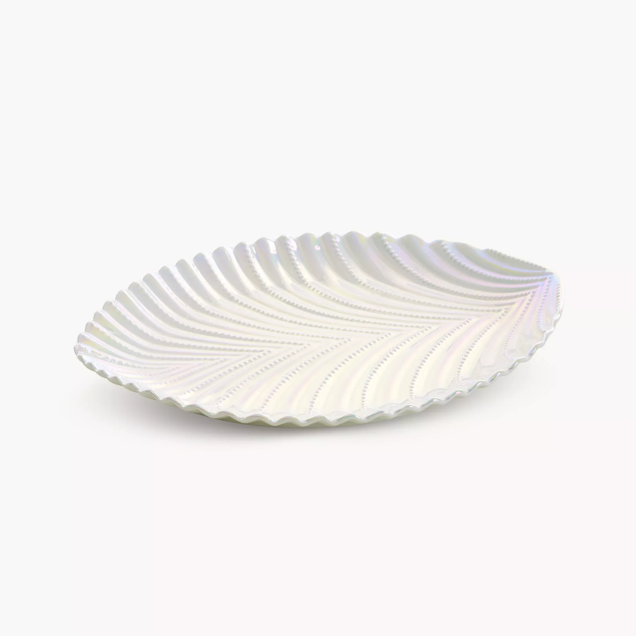 Patera ceramiczna dekoracyjna perłowa z wytłaczanym wzorem 22x18x3 cmNELA