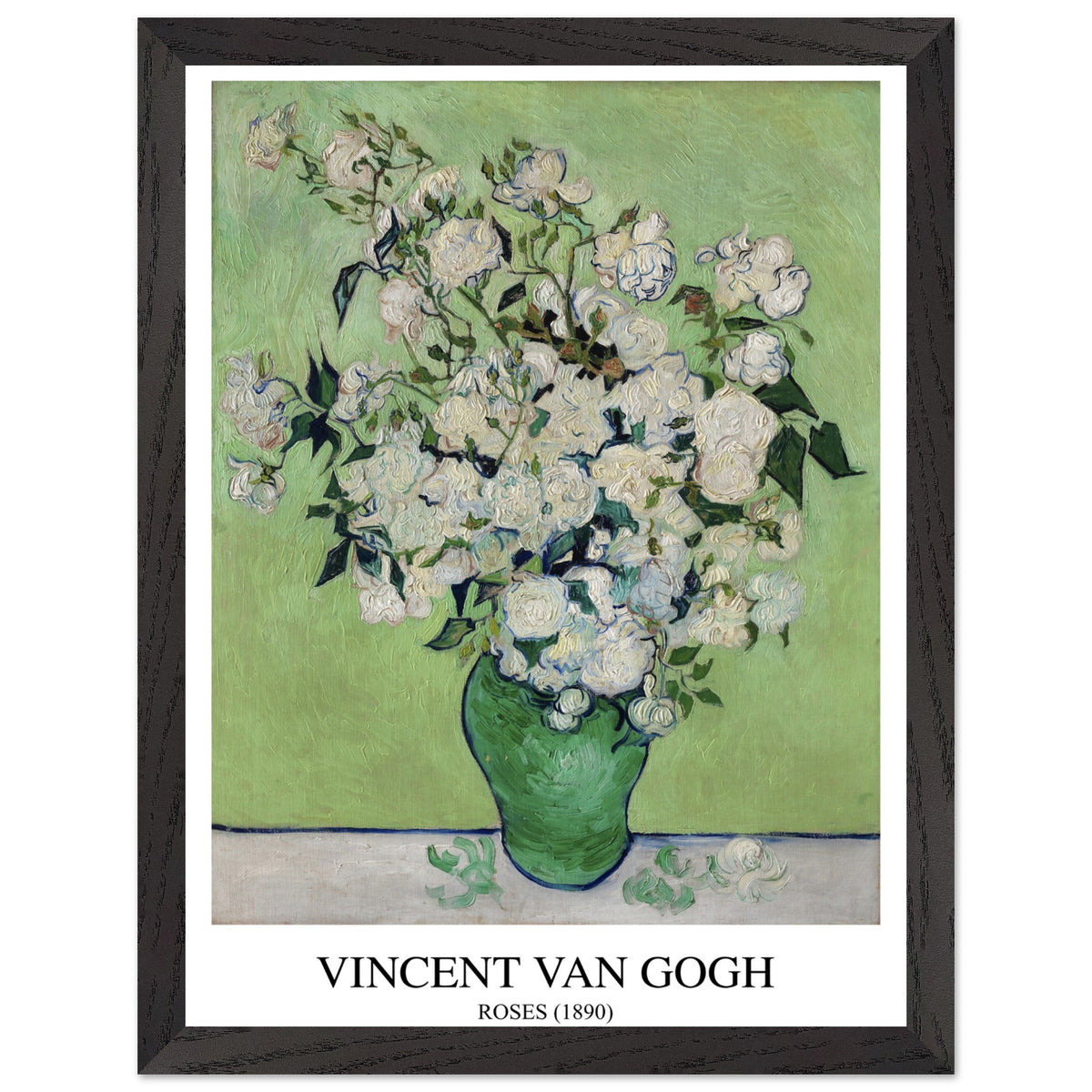 Artfulprints Poster met Lijst Vincent van Gogh - Roses  - 30x40 cm - Groen