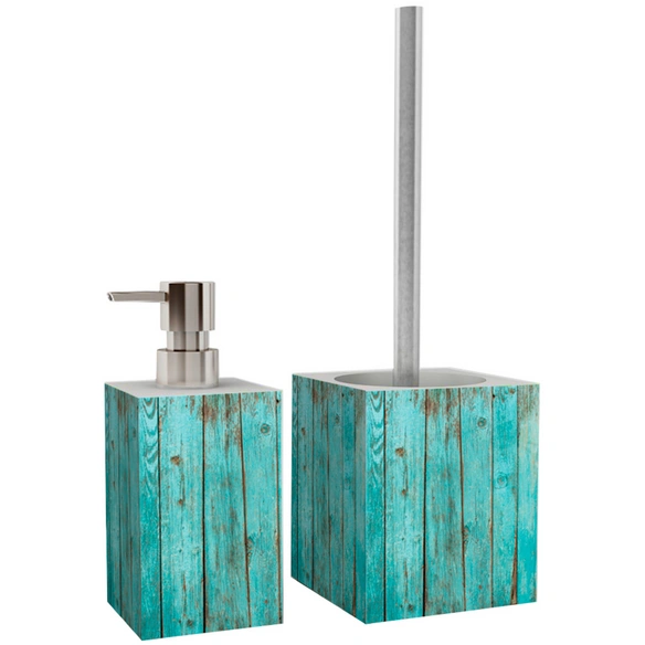 Bad-Accessoire-Set »Lumber«, Türkis, Rechteckig