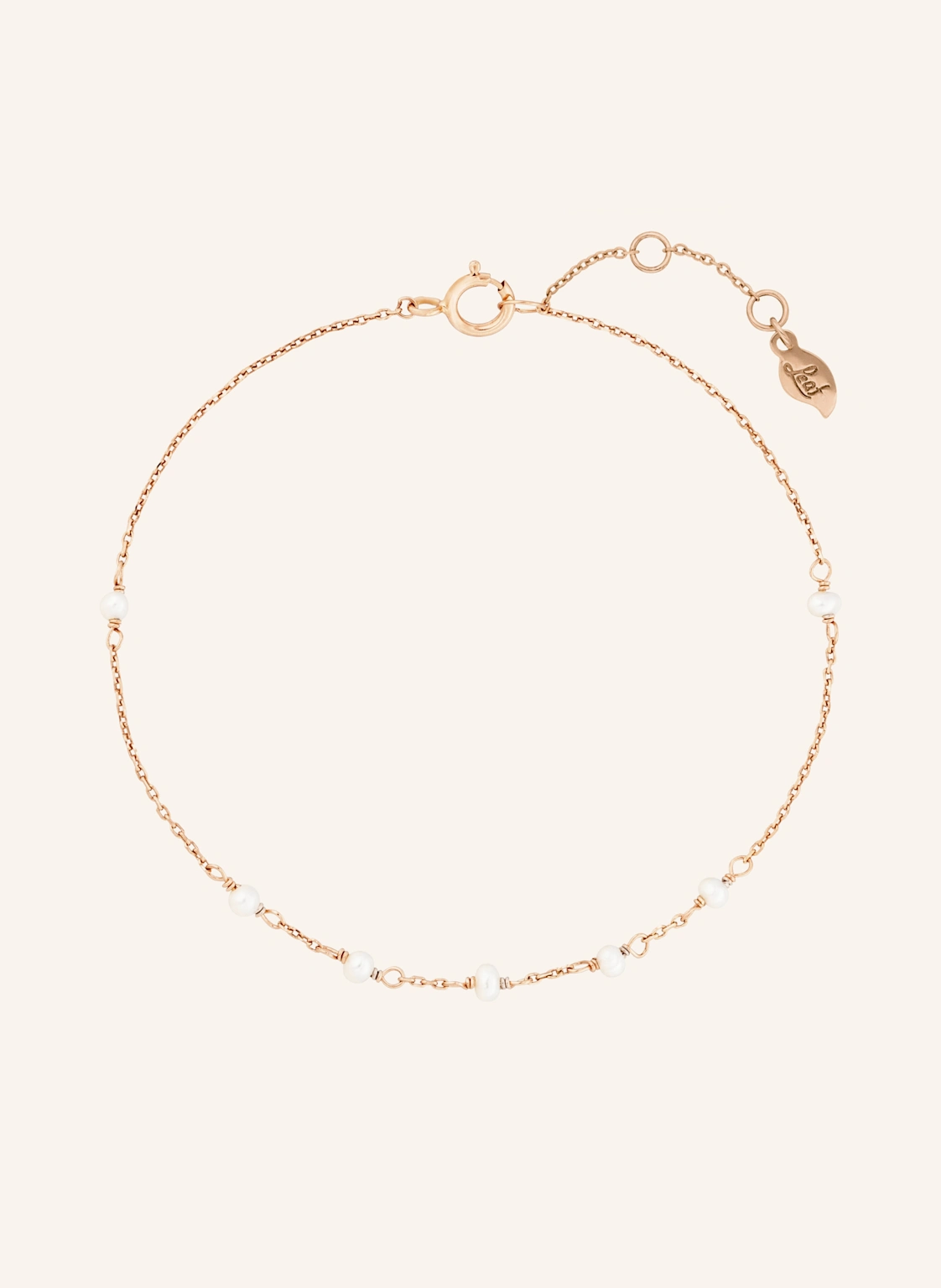 Leaf Armband WHITE PEARLS aus 14 Karat Roségold