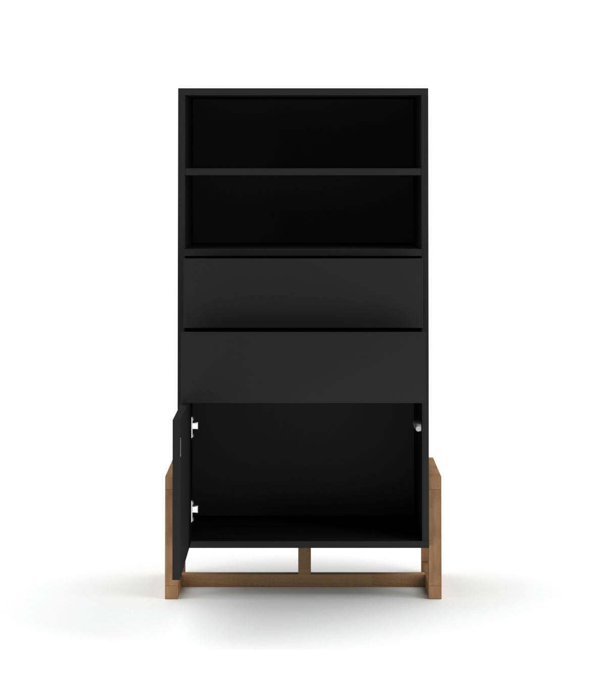 OSLO - Buffet haut 1 porte 2 tiroirs et pieds en hêtre massif L63 cm