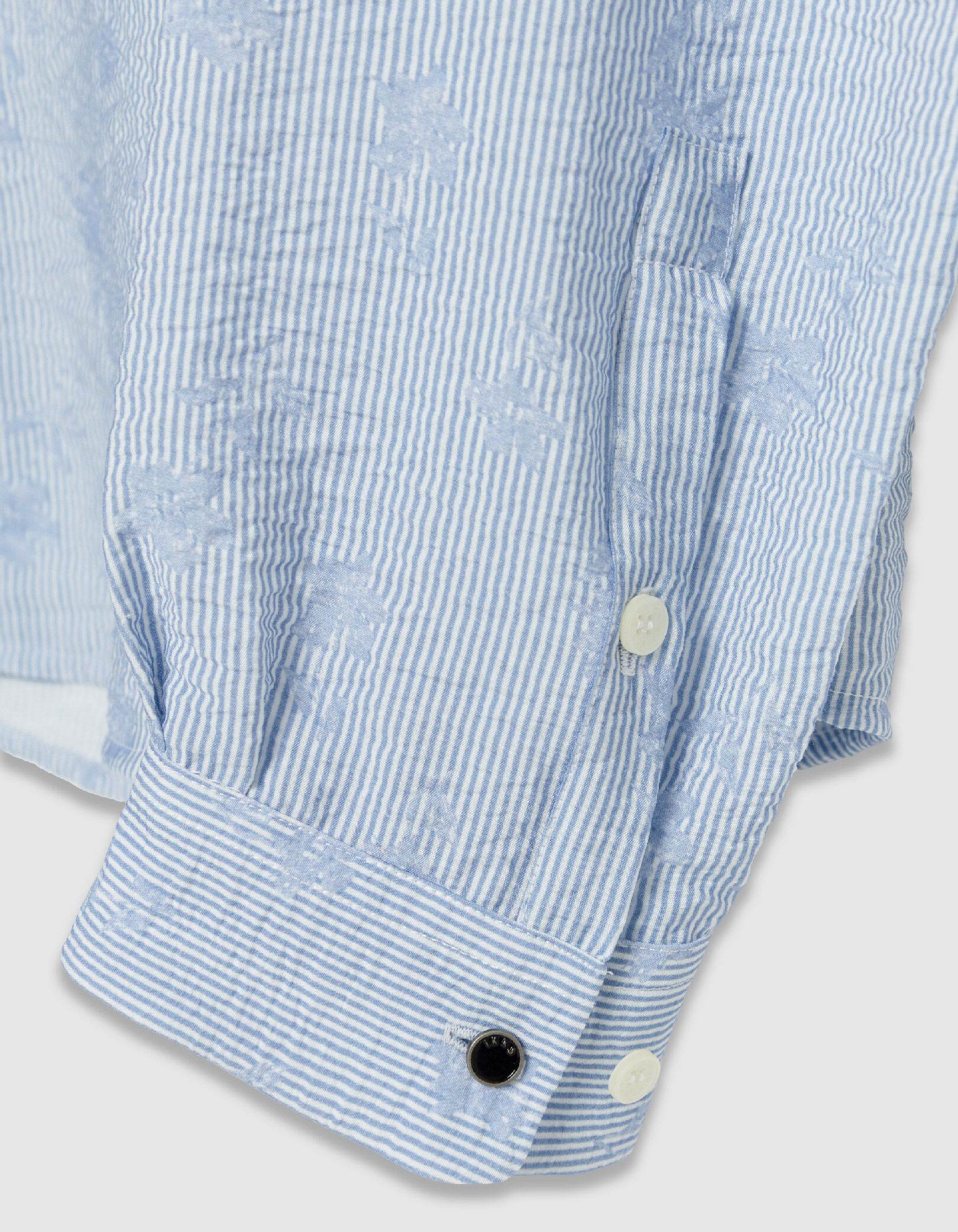 Chemise slim bleue imprimé fleurs sur rayures Homme