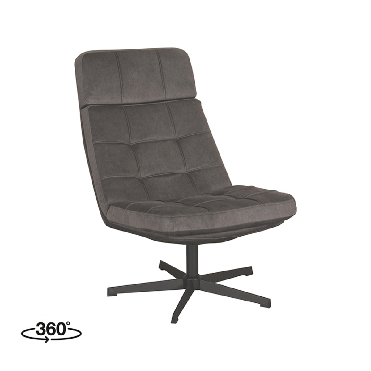LABEL51 Fauteuil Alvar - Antraciet Stof - Draaibaar