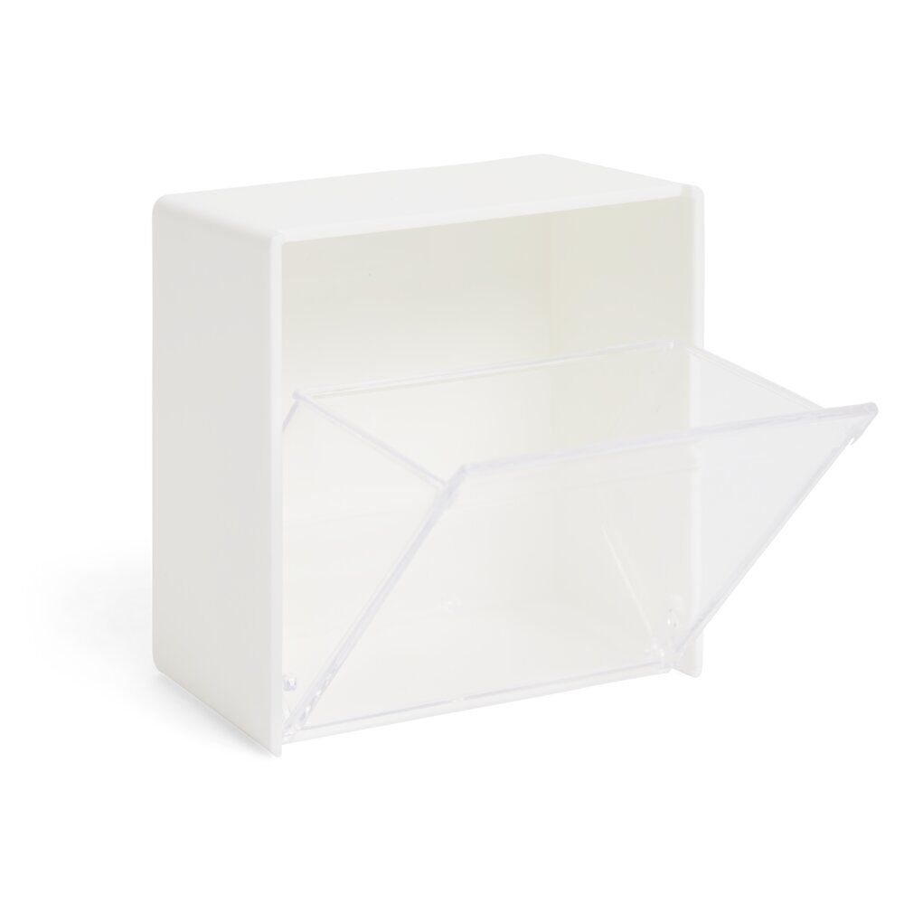 BoÎte de rangement blanche avec ouverture frontale transparente 8,5x8,5cm