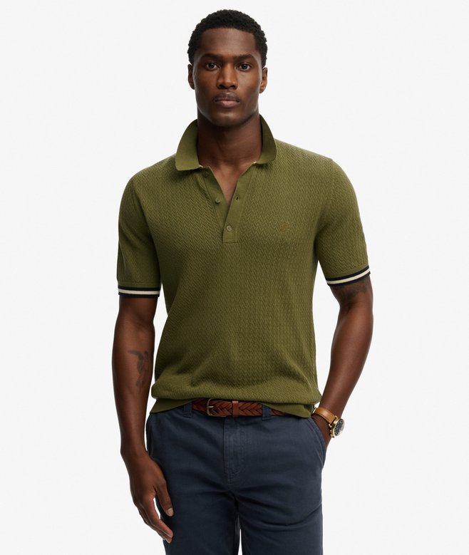 Knitted Texture Short Sleeve Polo Shirt