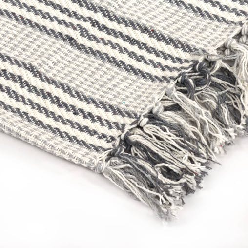 NNEVL Throw Cotton Stripes 220x250 cm Grey and White