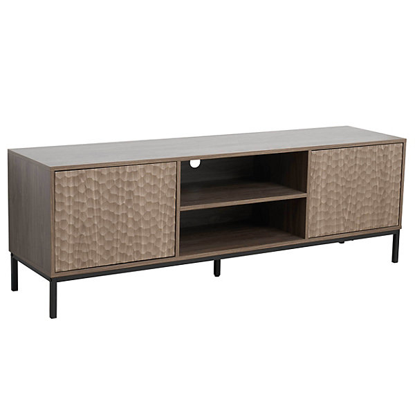 Meuble TV rectangulaire 2 portes L160 cm bois foncéOviala