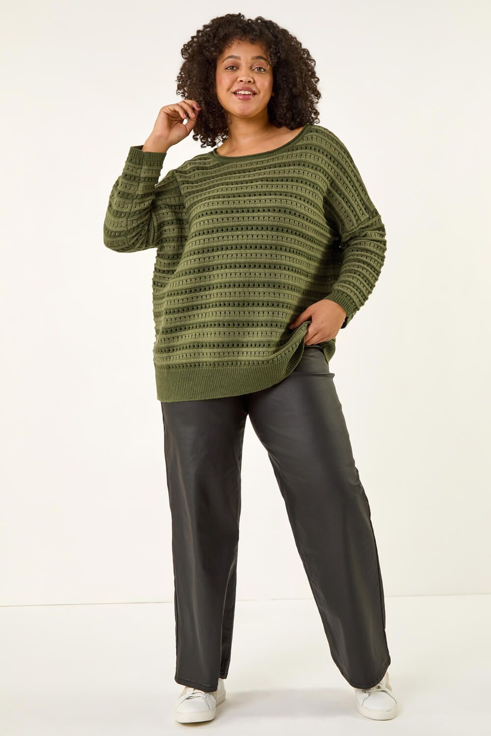 Roman Curve Crochet Stripe Knit